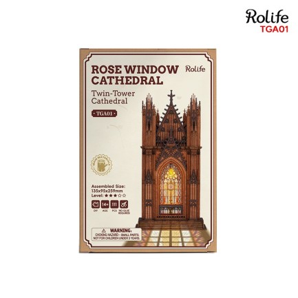Rolife TGA01 Twin-Tower Cathedral 3D Wooden Puzzle - Thumbnail
