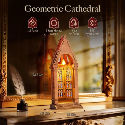 Rolife TGA03 Geometric Cathedral 3D Wooden Puzzle - Thumbnail