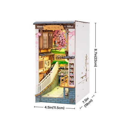 Rolife TGB01 Sakura Densya Kitap Köşesi Book Nook DIY Minyatür Maket Model Seti Mini Dollhouse 3D Model Kit Detaylı Dekoratif Hobi Seti 3D Puzzle Tiny House - Thumbnail