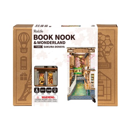 Rolife TGB01 Sakura Densya Kitap Köşesi Book Nook DIY Minyatür Maket Model Seti Mini Dollhouse 3D Model Kit Detaylı Dekoratif Hobi Seti 3D Puzzle Tiny House - Thumbnail