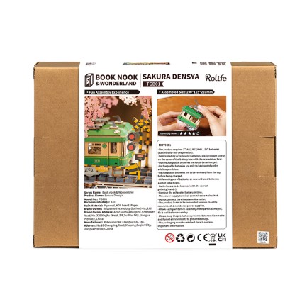 Rolife TGB01 Sakura Densya Kitap Köşesi Book Nook DIY Minyatür Maket Model Seti Mini Dollhouse 3D Model Kit Detaylı Dekoratif Hobi Seti 3D Puzzle Tiny House - Thumbnail