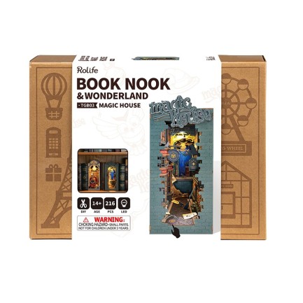 Rolife TGB03 Magic House Kitap Köşesi Book Nook DIY Minyatür Maket Model Seti Mini Dollhouse 3D Model Kit Detaylı Dekoratif Hobi Seti 3D Puzzle Tiny House - Thumbnail