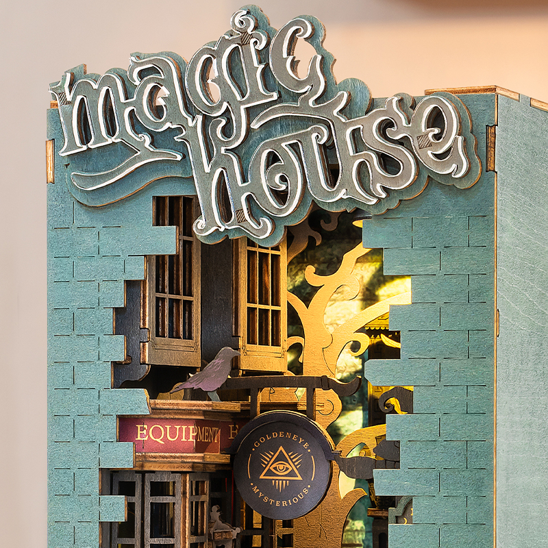 Rolife TGB03 Magic House Kitap Köşesi Book Nook DIY Minyatür Maket Model Seti Mini Dollhouse 3D Model Kit Detaylı Dekoratif Hobi Seti 3D Puzzle Tiny House