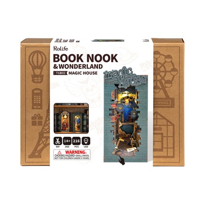 Rolife TGB03 Magic House Kitap Köşesi Book Nook DIY Minyatür Maket Model Seti Mini Dollhouse 3D Model Kit Detaylı Dekoratif Hobi Seti 3D Puzzle Tiny House - Thumbnail