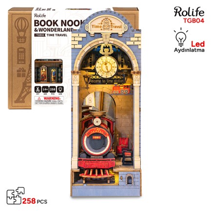 Rolife - Rolife TGB04 Time Travel Kitap Köşesi Book Nook DIY Minyatür Maket Model Seti Mini Dollhouse 3D Model Kit Detaylı Dekoratif Hobi Seti 3D Puzzle Tiny House