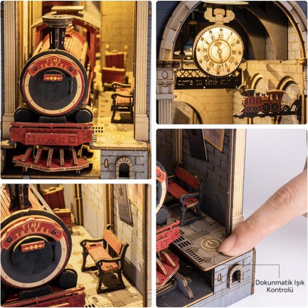 Rolife TGB04 Time Travel Kitap Köşesi Book Nook DIY Minyatür Maket Model Seti Mini Dollhouse 3D Model Kit Detaylı Dekoratif Hobi Seti 3D Puzzle Tiny House - Thumbnail
