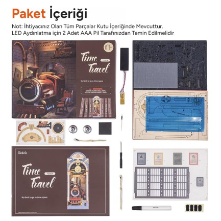 Rolife TGB04 Time Travel Kitap Köşesi Book Nook DIY Minyatür Maket Model Seti Mini Dollhouse 3D Model Kit Detaylı Dekoratif Hobi Seti 3D Puzzle Tiny House - Thumbnail