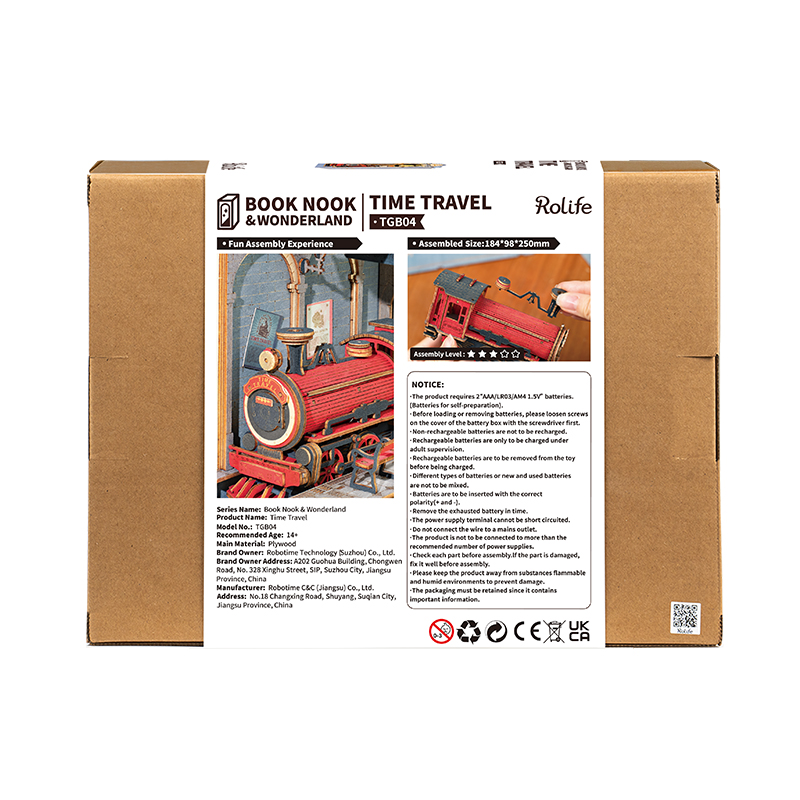 Rolife TGB04 Time Travel Kitap Köşesi Book Nook DIY Minyatür Maket Model Seti Mini Dollhouse 3D Model Kit Detaylı Dekoratif Hobi Seti 3D Puzzle Tiny House
