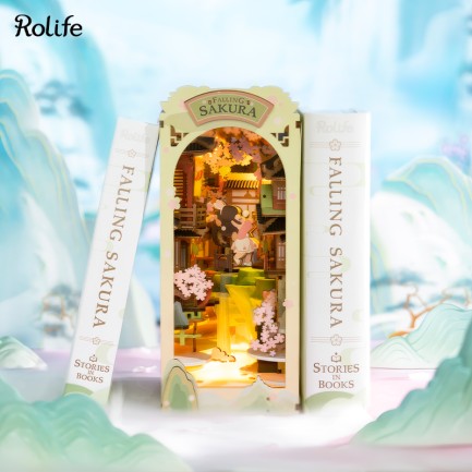 Rolife TGB05 Falling Sakura Kitap Köşesi Book Nook DIY Minyatür Maket Model Seti Mini Dollhouse 3D Model Kit Detaylı Dekoratif Hobi Seti 3D Puzzle Tiny House - Thumbnail
