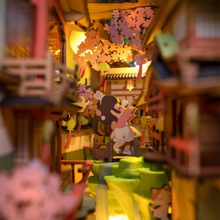 Rolife TGB05 Falling Sakura Kitap Köşesi Book Nook DIY Minyatür Maket Model Seti Mini Dollhouse 3D Model Kit Detaylı Dekoratif Hobi Seti 3D Puzzle Tiny House - Thumbnail