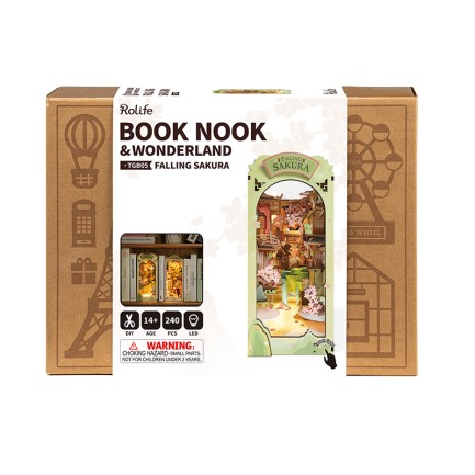 Rolife TGB05 Falling Sakura Kitap Köşesi Book Nook DIY Minyatür Maket Model Seti Mini Dollhouse 3D Model Kit Detaylı Dekoratif Hobi Seti 3D Puzzle Tiny House - Thumbnail