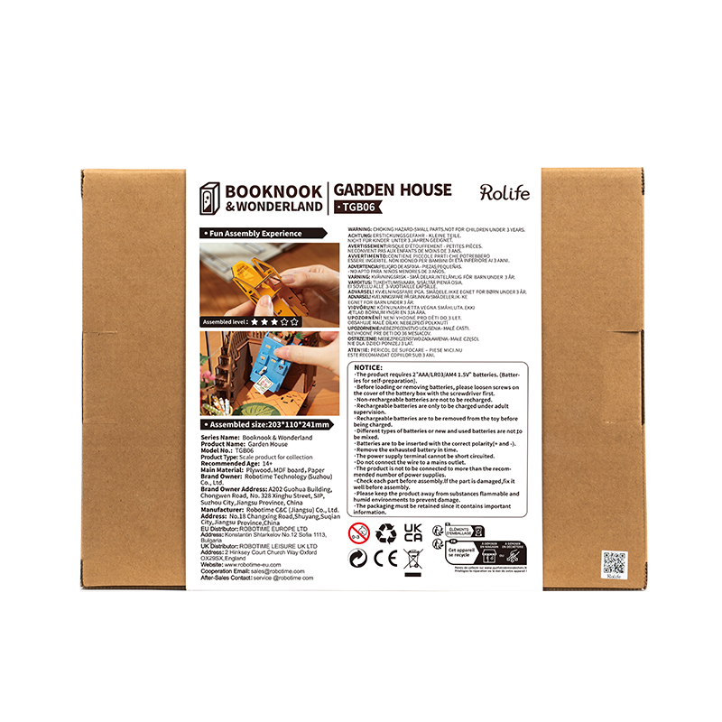 Rolife TGB06 Garden House Kitap Köşesi Book Nook DIY Minyatür Maket Model Seti Mini Dollhouse 3D Model Kit Detaylı Dekoratif Hobi Seti 3D Puzzle Tiny House