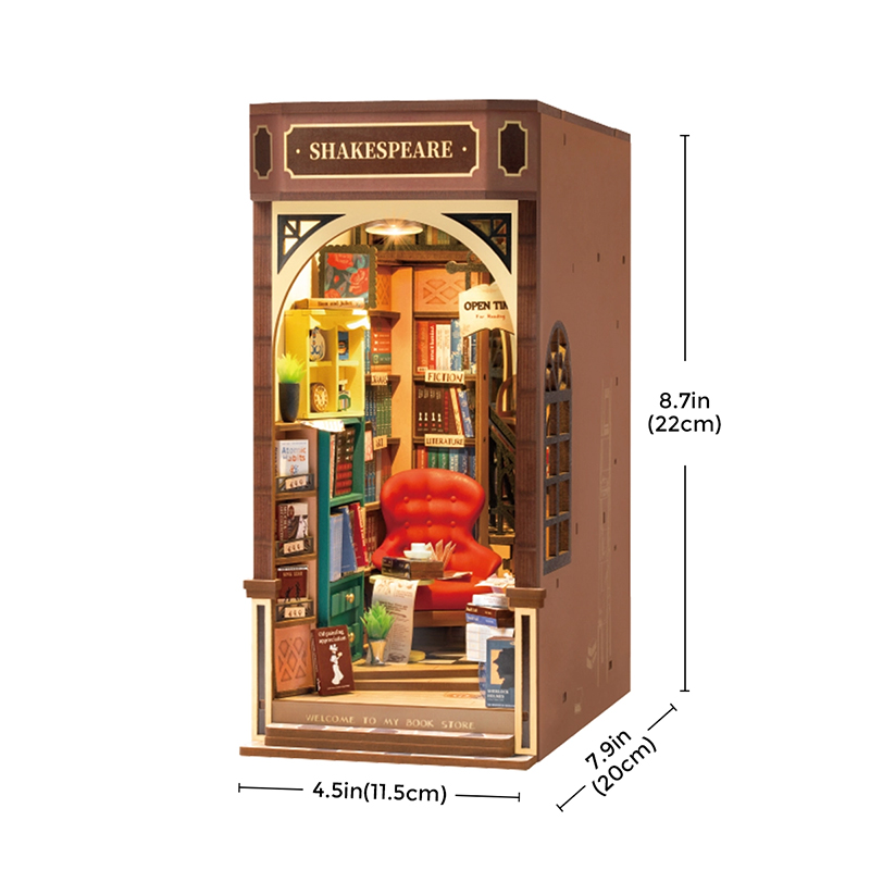 Rolife TGB07 Kitapçı (Bookstore) Kitap Köşesi Book Nook DIY Minyatür Maket Model Seti Mini Dollhouse 3D Model Kit Detaylı Dekoratif Hobi Seti 3D Puzzle Tiny House