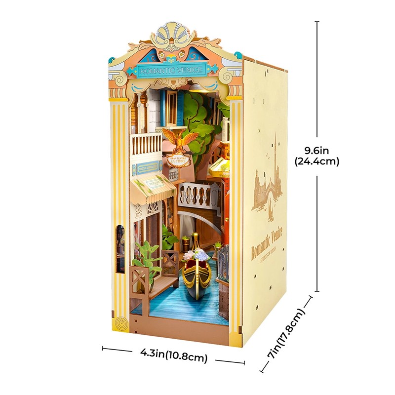 Rolife TGB08 Venedik (Romantic Venice) Kitap Köşesi DIY Minyatür Maket Model Seti Mini Dollhouse 3D Model Kit Detaylı Dekoratif Hobi Seti 3D Puzzle Tiny House