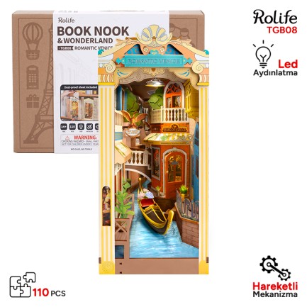 Rolife - Rolife TGB08 Venedik (Romantic Venice) Kitap Köşesi DIY Minyatür Maket Model Seti Mini Dollhouse 3D Model Kit Detaylı Dekoratif Hobi Seti 3D Puzzle Tiny House