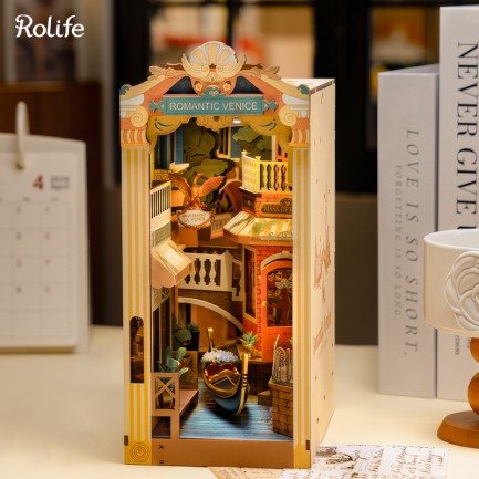 Rolife TGB08 Venedik (Romantic Venice) Kitap Köşesi DIY Minyatür Maket Model Seti Mini Dollhouse 3D Model Kit Detaylı Dekoratif Hobi Seti 3D Puzzle Tiny House - Thumbnail