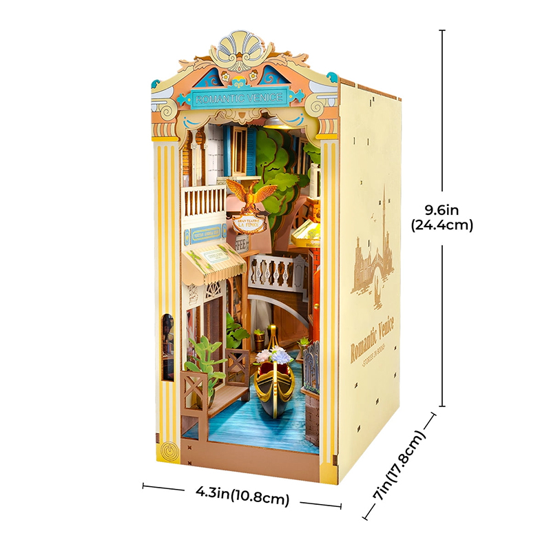 Rolife TGB08 Venedik (Romantic Venice) Kitap Köşesi DIY Minyatür Maket Model Seti Mini Dollhouse 3D Model Kit Detaylı Dekoratif Hobi Seti 3D Puzzle Tiny House