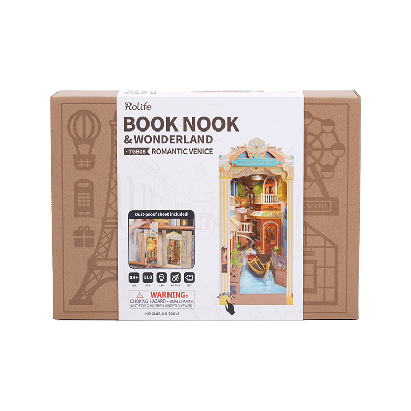 Rolife TGB08 Venedik (Romantic Venice) Kitap Köşesi DIY Minyatür Maket Model Seti Mini Dollhouse 3D Model Kit Detaylı Dekoratif Hobi Seti 3D Puzzle Tiny House