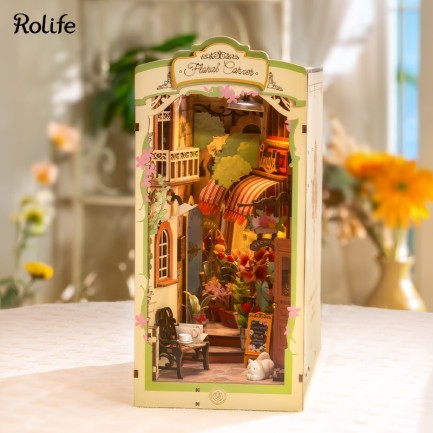 Rolife TGB09 Floral Corner Kitap Köşesi Book Nook DIY Minyatür Maket Model Seti Mini Dollhouse 3D Model Kit Detaylı Dekoratif Hobi Seti 3D Puzzle Tiny House - Thumbnail
