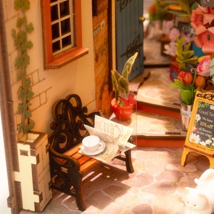 Rolife TGB09 Floral Corner Kitap Köşesi Book Nook DIY Minyatür Maket Model Seti Mini Dollhouse 3D Model Kit Detaylı Dekoratif Hobi Seti 3D Puzzle Tiny House - Thumbnail