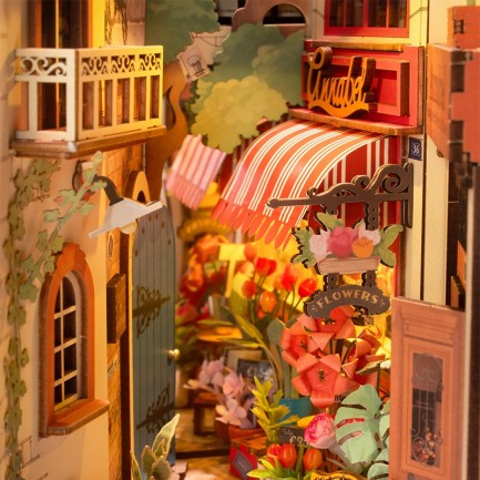 Rolife TGB09 Floral Corner Kitap Köşesi Book Nook DIY Minyatür Maket Model Seti Mini Dollhouse 3D Model Kit Detaylı Dekoratif Hobi Seti 3D Puzzle Tiny House - Thumbnail