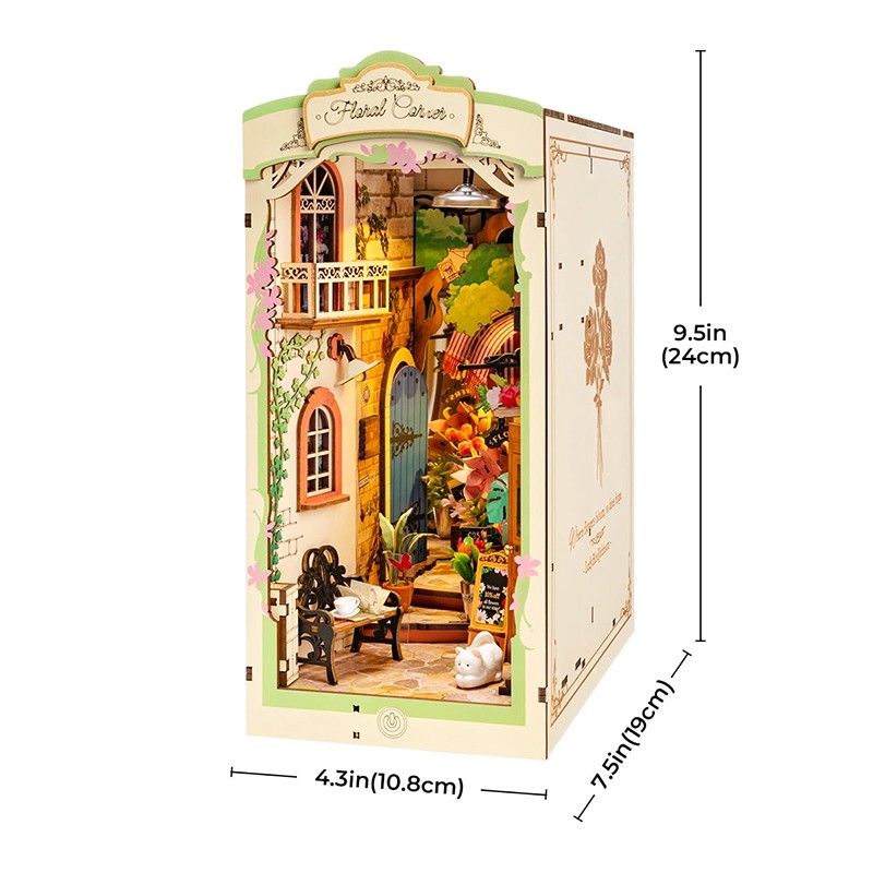Rolife TGB09 Floral Corner Kitap Köşesi Book Nook DIY Minyatür Maket Model Seti Mini Dollhouse 3D Model Kit Detaylı Dekoratif Hobi Seti 3D Puzzle Tiny House