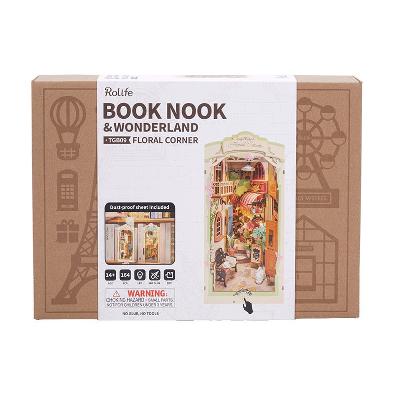 Rolife TGB09 Floral Corner Kitap Köşesi Book Nook DIY Minyatür Maket Model Seti Mini Dollhouse 3D Model Kit Detaylı Dekoratif Hobi Seti 3D Puzzle Tiny House