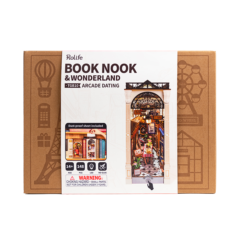 Rolife TGB10 Arcade Dating Kitap Köşesi Book Nook DIY Minyatür Maket Model Seti Mini Dollhouse 3D Model Kit Detaylı Dekoratif Hobi Seti 3D Puzzle Tiny House