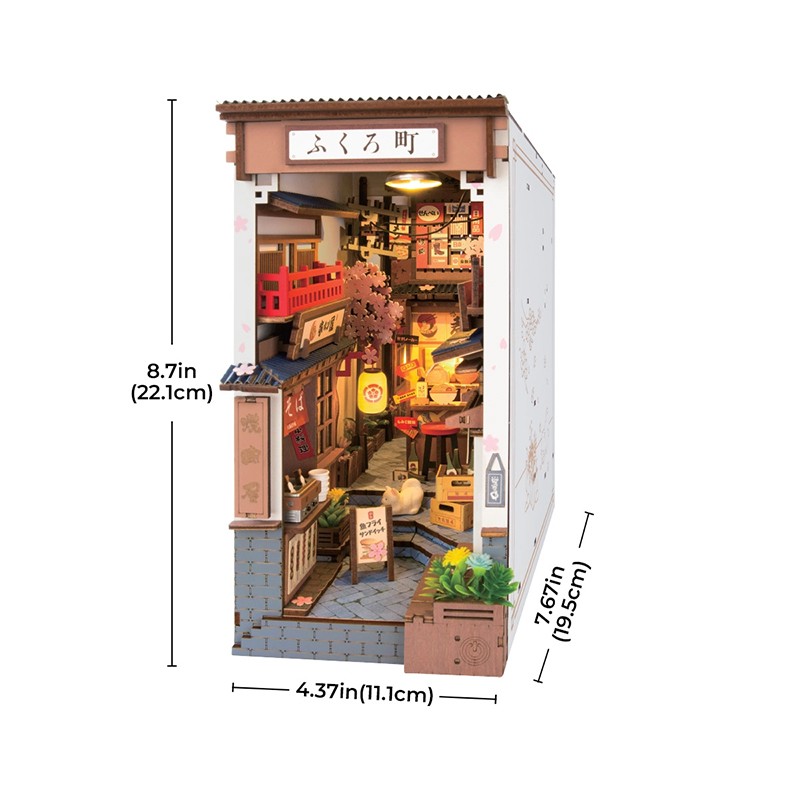 Rolife TGB11 Sakura Wine Alley Kitap Köşesi Book Nook DIY Minyatür Maket Model Seti Mini Dollhouse 3D Model Kit Detaylı Dekoratif Hobi Seti 3D Puzzle Tiny House