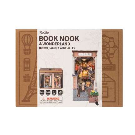 Rolife TGB11 Sakura Wine Alley Kitap Köşesi Book Nook DIY Minyatür Maket Model Seti Mini Dollhouse 3D Model Kit Detaylı Dekoratif Hobi Seti 3D Puzzle Tiny House - Thumbnail
