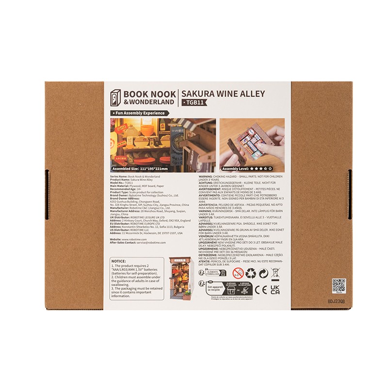 Rolife TGB11 Sakura Wine Alley Kitap Köşesi Book Nook DIY Minyatür Maket Model Seti Mini Dollhouse 3D Model Kit Detaylı Dekoratif Hobi Seti 3D Puzzle Tiny House