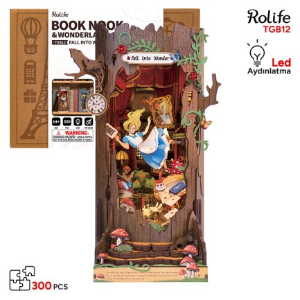 Rolife - Rolife TGB12 Fall into Wonder Kitap Köşesi Book Nook DIY Minyatür Maket Model Seti Mini Dollhouse 3D Model Kit Detaylı Dekoratif Hobi Seti 3D Puzzle Tiny House