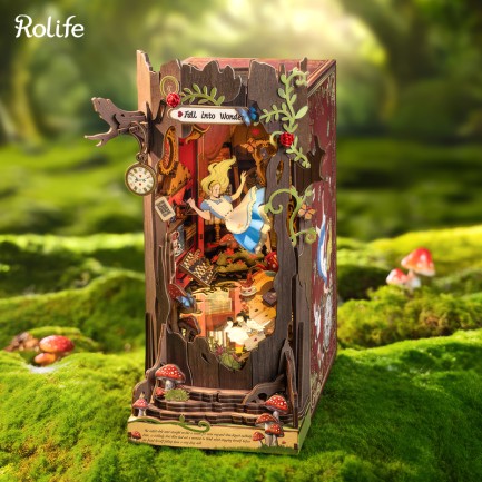 Rolife TGB12 Fall into Wonder Kitap Köşesi Book Nook DIY Minyatür Maket Model Seti Mini Dollhouse 3D Model Kit Detaylı Dekoratif Hobi Seti 3D Puzzle Tiny House - Thumbnail
