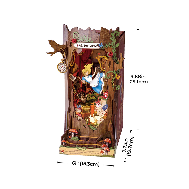 Rolife TGB12 Fall into Wonder Kitap Köşesi Book Nook DIY Minyatür Maket Model Seti Mini Dollhouse 3D Model Kit Detaylı Dekoratif Hobi Seti 3D Puzzle Tiny House