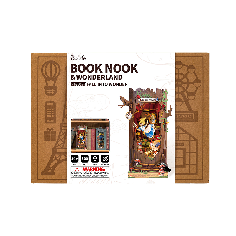 Rolife TGB12 Fall into Wonder Kitap Köşesi Book Nook DIY Minyatür Maket Model Seti Mini Dollhouse 3D Model Kit Detaylı Dekoratif Hobi Seti 3D Puzzle Tiny House
