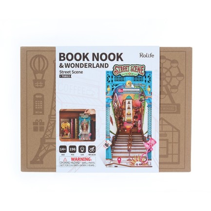 Rolife TGB13 Street Scene Kitap Köşesi Book Nook DIY Minyatür Maket Model Seti Mini Dollhouse 3D Model Kit Detaylı Dekoratif Hobi Seti 3D Puzzle Tiny House - Thumbnail