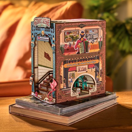 Rolife TGB13 Street Scene Kitap Köşesi Book Nook DIY Minyatür Maket Model Seti Mini Dollhouse 3D Model Kit Detaylı Dekoratif Hobi Seti 3D Puzzle Tiny House - Thumbnail