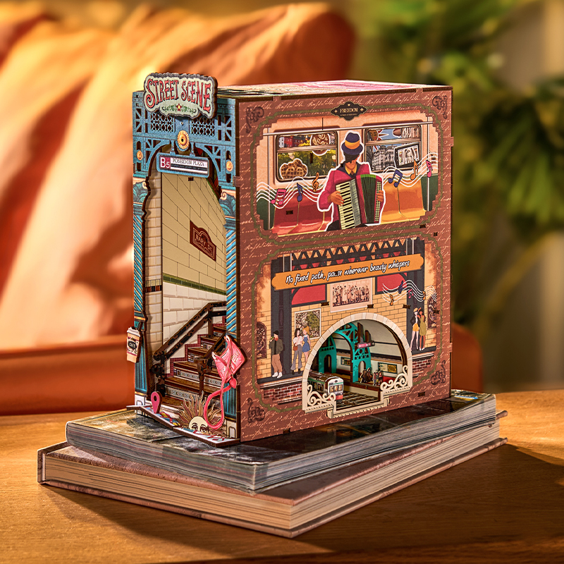 Rolife TGB13 Street Scene Kitap Köşesi Book Nook DIY Minyatür Maket Model Seti Mini Dollhouse 3D Model Kit Detaylı Dekoratif Hobi Seti 3D Puzzle Tiny House