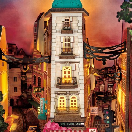 Rolife TGB13 Street Scene Kitap Köşesi Book Nook DIY Minyatür Maket Model Seti Mini Dollhouse 3D Model Kit Detaylı Dekoratif Hobi Seti 3D Puzzle Tiny House - Thumbnail