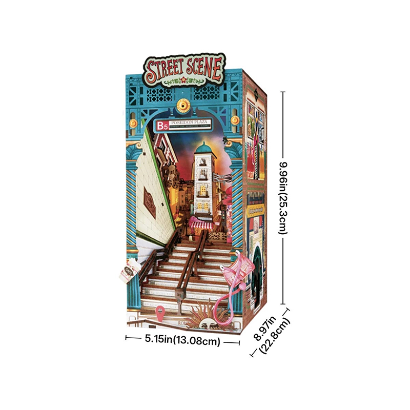 Rolife TGB13 Street Scene Kitap Köşesi Book Nook DIY Minyatür Maket Model Seti Mini Dollhouse 3D Model Kit Detaylı Dekoratif Hobi Seti 3D Puzzle Tiny House