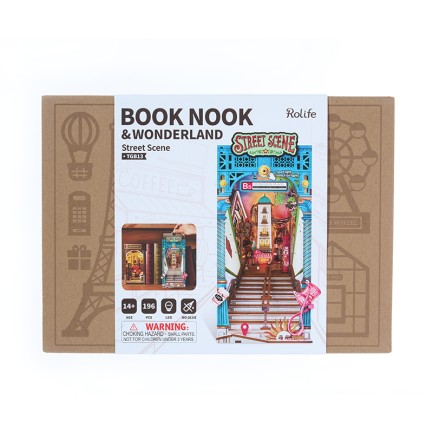 Rolife TGB13 Street Scene Kitap Köşesi Book Nook DIY Minyatür Maket Model Seti Mini Dollhouse 3D Model Kit Detaylı Dekoratif Hobi Seti 3D Puzzle Tiny House - Thumbnail