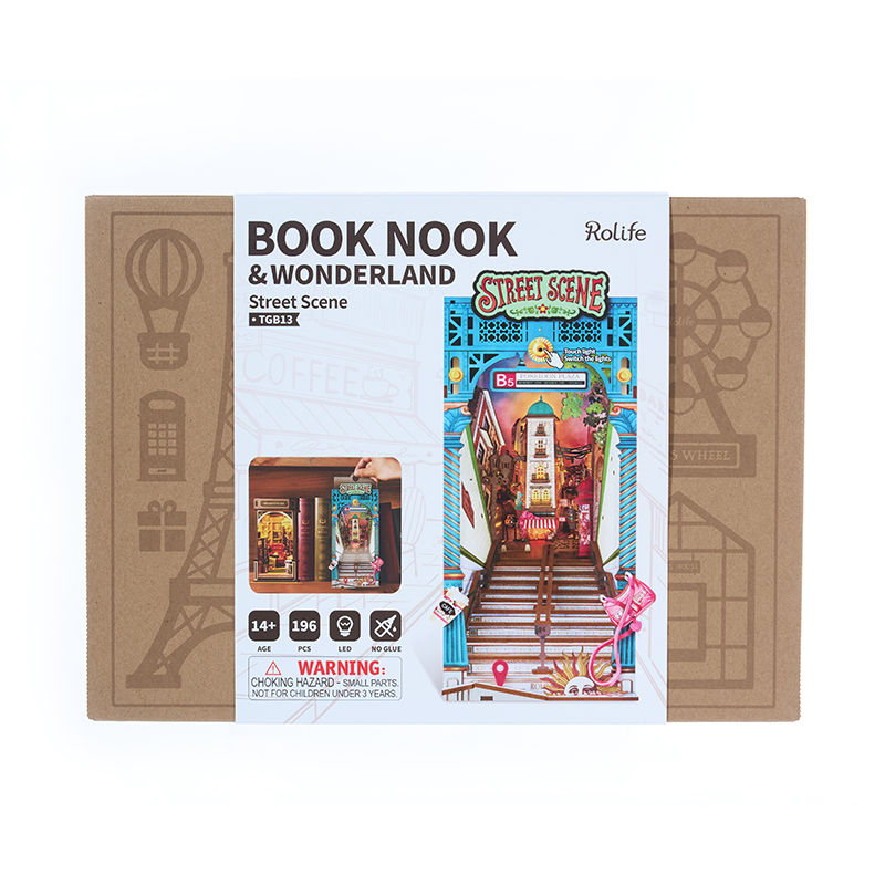 Rolife TGB13 Street Scene Kitap Köşesi Book Nook DIY Minyatür Maket Model Seti Mini Dollhouse 3D Model Kit Detaylı Dekoratif Hobi Seti 3D Puzzle Tiny House