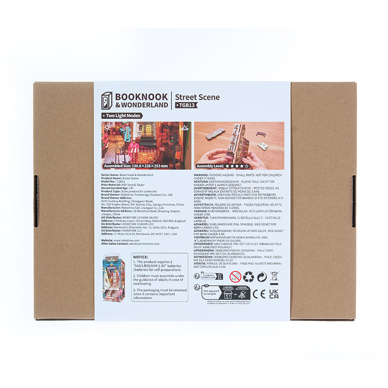 Rolife TGB13 Street Scene Kitap Köşesi Book Nook DIY Minyatür Maket Model Seti Mini Dollhouse 3D Model Kit Detaylı Dekoratif Hobi Seti 3D Puzzle Tiny House