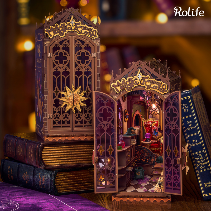 Rolife TGB14 Magic Fantasy Corner Kitap Köşesi Book Nook DIY Minyatür Maket ModelSeti Mini Dollhouse 3D Model Kit Detaylı Dekoratif Hobi Seti 3D Puzzle Tiny House