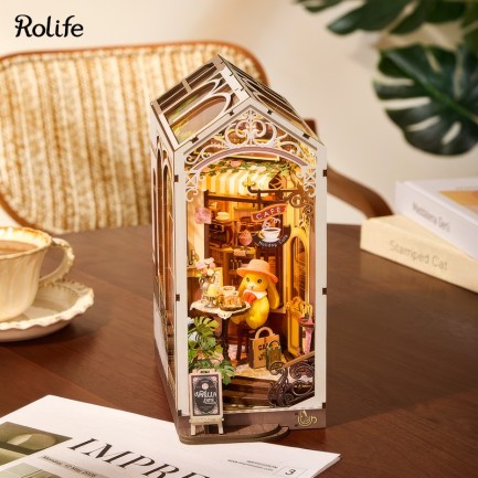 Rolife - Rolife TGB15 Holiday Cafe Kitap Köşesi Book Nook DIY Minyatür Maket Model Seti Mini Dollhouse 3D Model Kit Detaylı Dekoratif Hobi Seti 3D Puzzle Tiny House