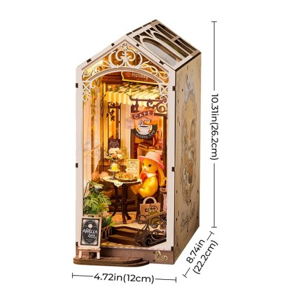 Rolife TGB15 Holiday Cafe Kitap Köşesi Book Nook DIY Minyatür Maket Model Seti Mini Dollhouse 3D Model Kit Detaylı Dekoratif Hobi Seti 3D Puzzle Tiny House - Thumbnail