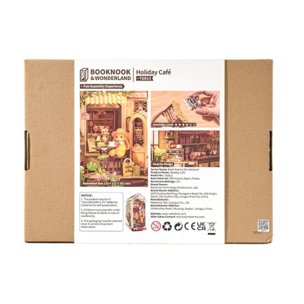Rolife TGB15 Holiday Cafe Kitap Köşesi Book Nook DIY Minyatür Maket Model Seti Mini Dollhouse 3D Model Kit Detaylı Dekoratif Hobi Seti 3D Puzzle Tiny House - Thumbnail