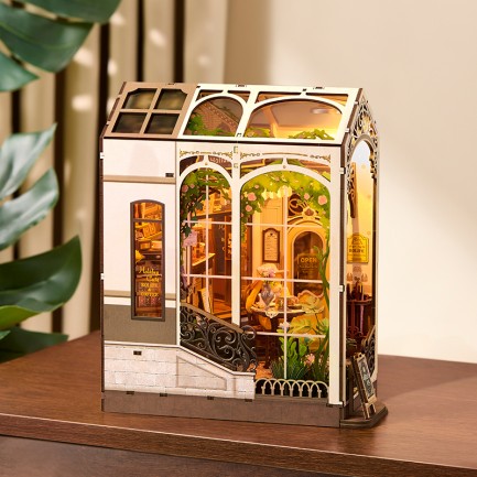 Rolife TGB15 Holiday Cafe Kitap Köşesi Book Nook DIY Minyatür Maket Model Seti Mini Dollhouse 3D Model Kit Detaylı Dekoratif Hobi Seti 3D Puzzle Tiny House - Thumbnail