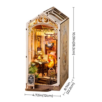 Rolife TGB15 Holiday Cafe Kitap Köşesi Book Nook DIY Minyatür Maket Model Seti Mini Dollhouse 3D Model Kit Detaylı Dekoratif Hobi Seti 3D Puzzle Tiny House - Thumbnail