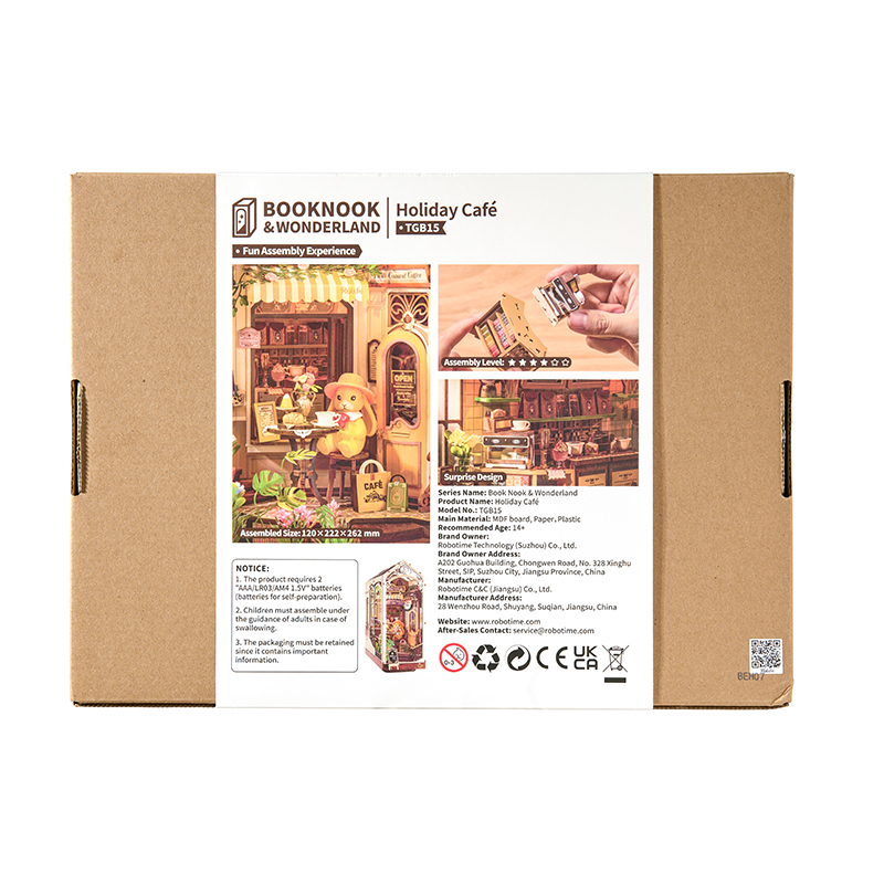 Rolife TGB15 Holiday Cafe Kitap Köşesi Book Nook DIY Minyatür Maket Model Seti Mini Dollhouse 3D Model Kit Detaylı Dekoratif Hobi Seti 3D Puzzle Tiny House